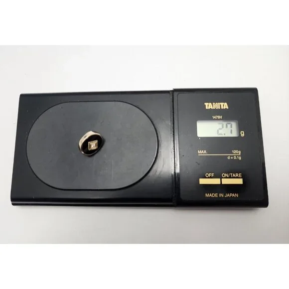 Vintage 14K Solid Yellow Gold Designer Black Onyx & Diamond Tie Tack Label Pin
